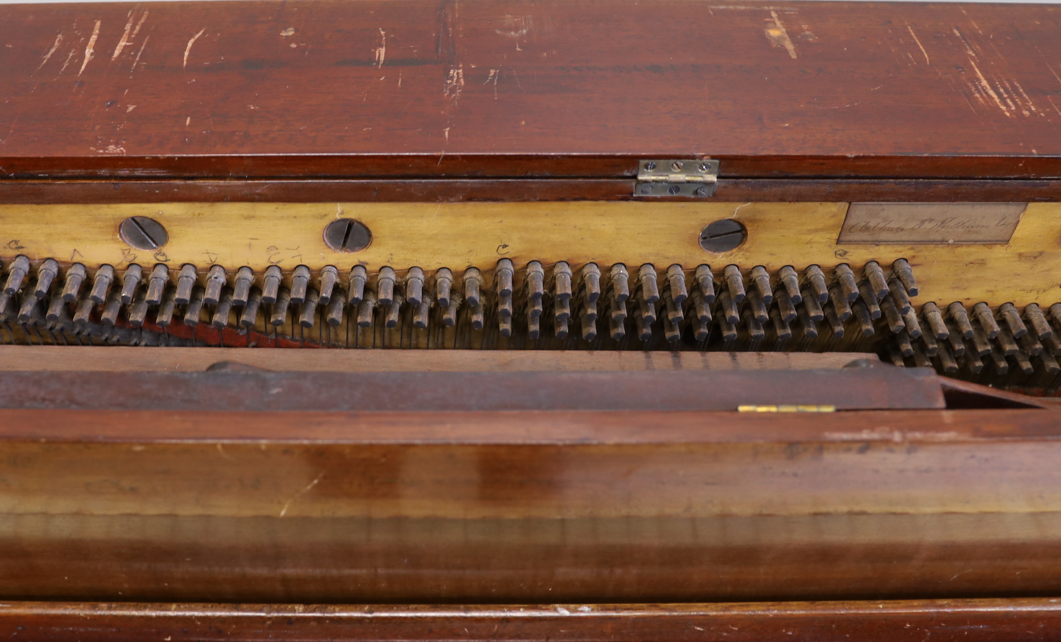 A John Broadwood & Sons upright piano, formerly the property of Sir Arthur Sullivan, a mahogany pianette model no.22 with 82 keys built in 1867